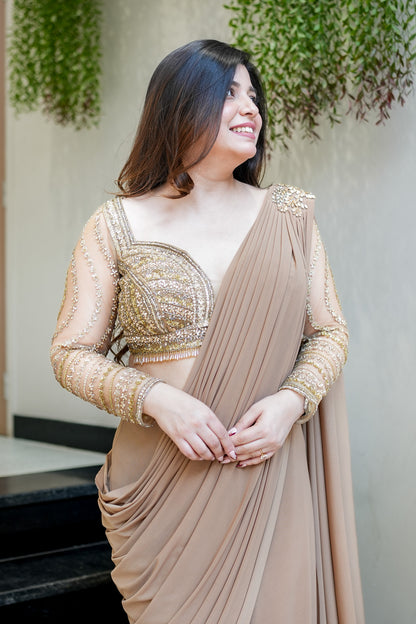 Shibra Hand Embroidered Drape Saree