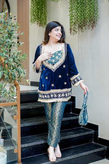 Aarya Mirror Detailing Velvet Co ord Set