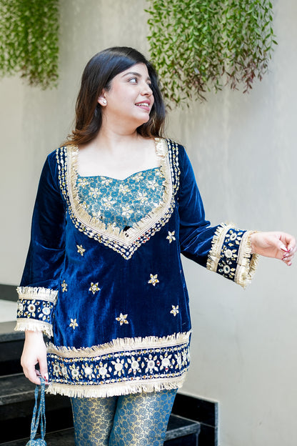 Aarya Mirror Detailing Velvet Co ord Set