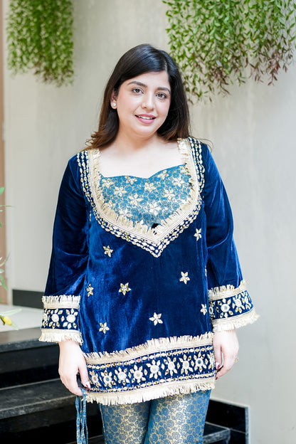 Aarya Mirror Detailing Velvet Co ord Set