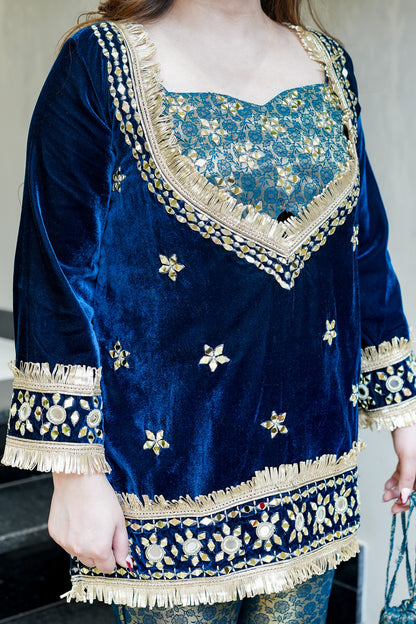 Aarya Mirror Detailing Velvet Co ord Set