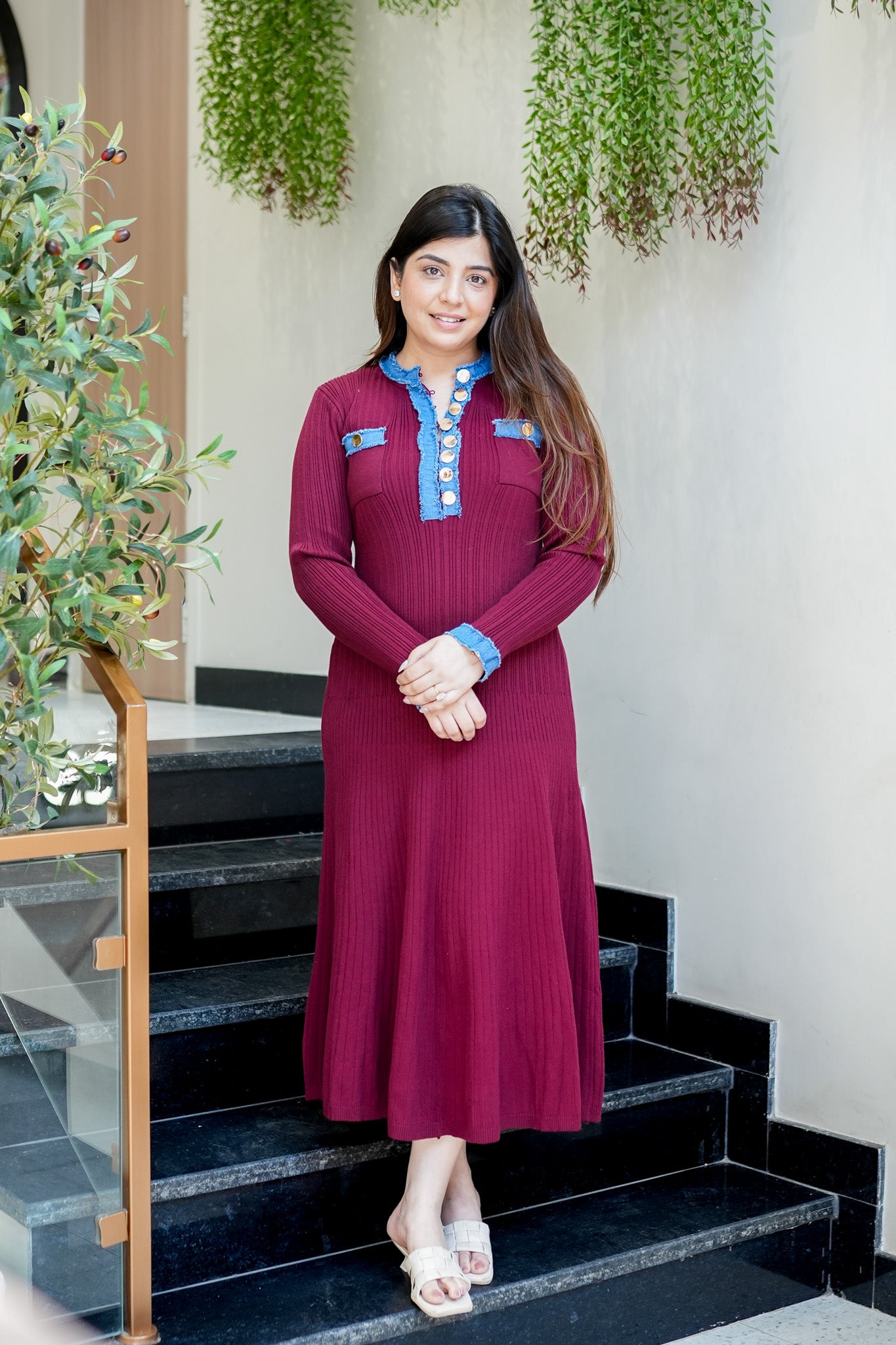 Frey Denim Detailing Dress