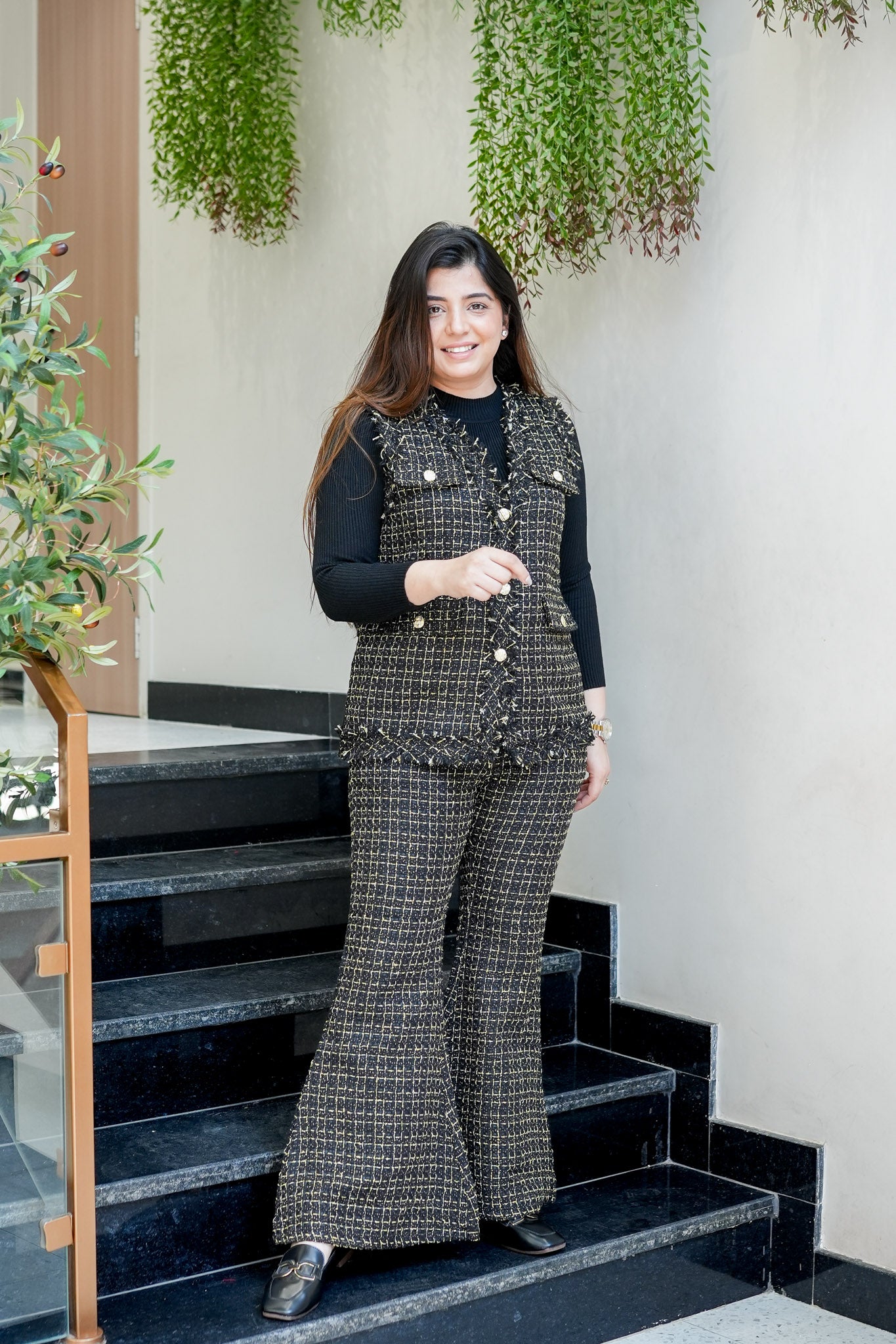 Liza Button Embellished Co ord with Top