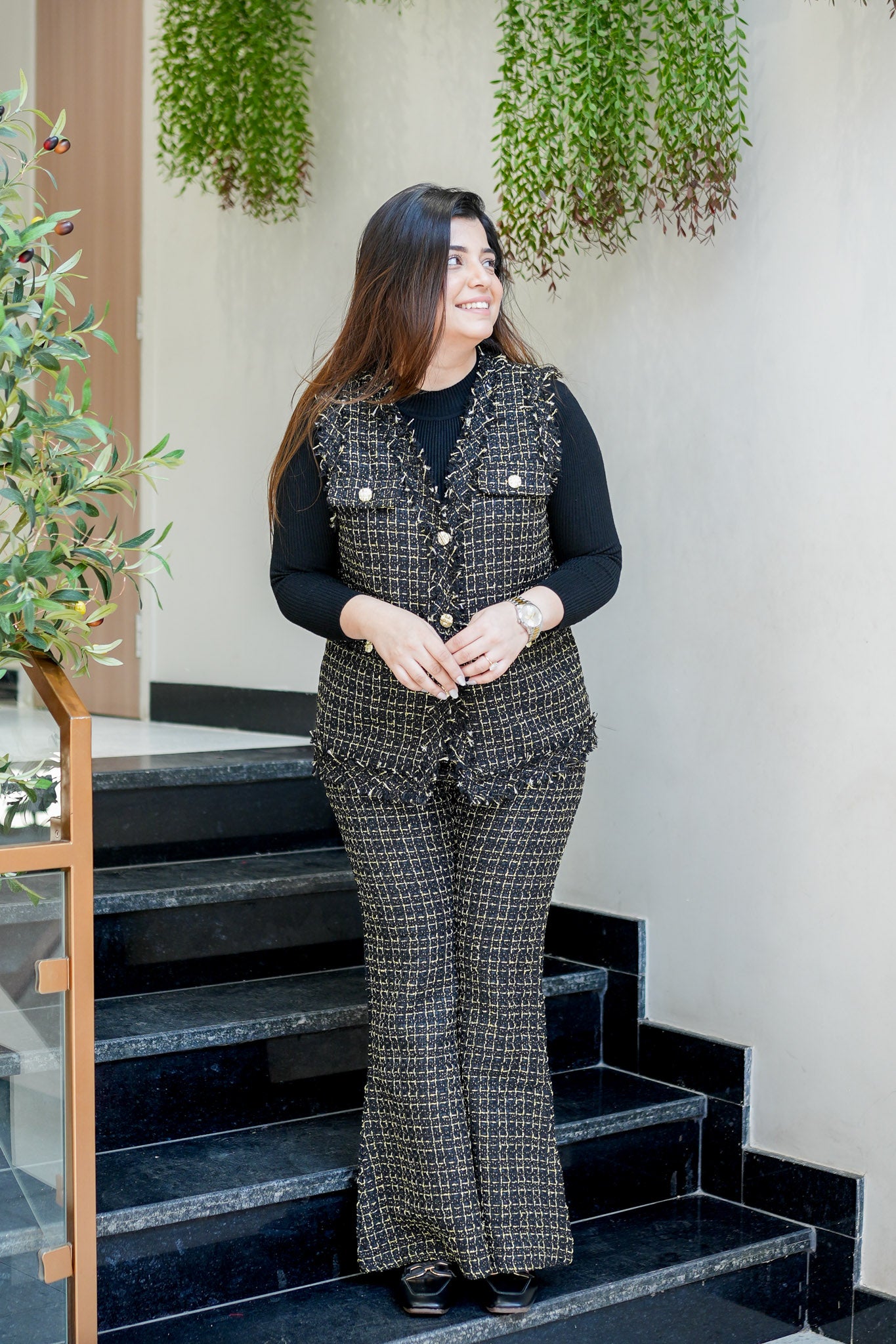 Liza Button Embellished Co ord with Top