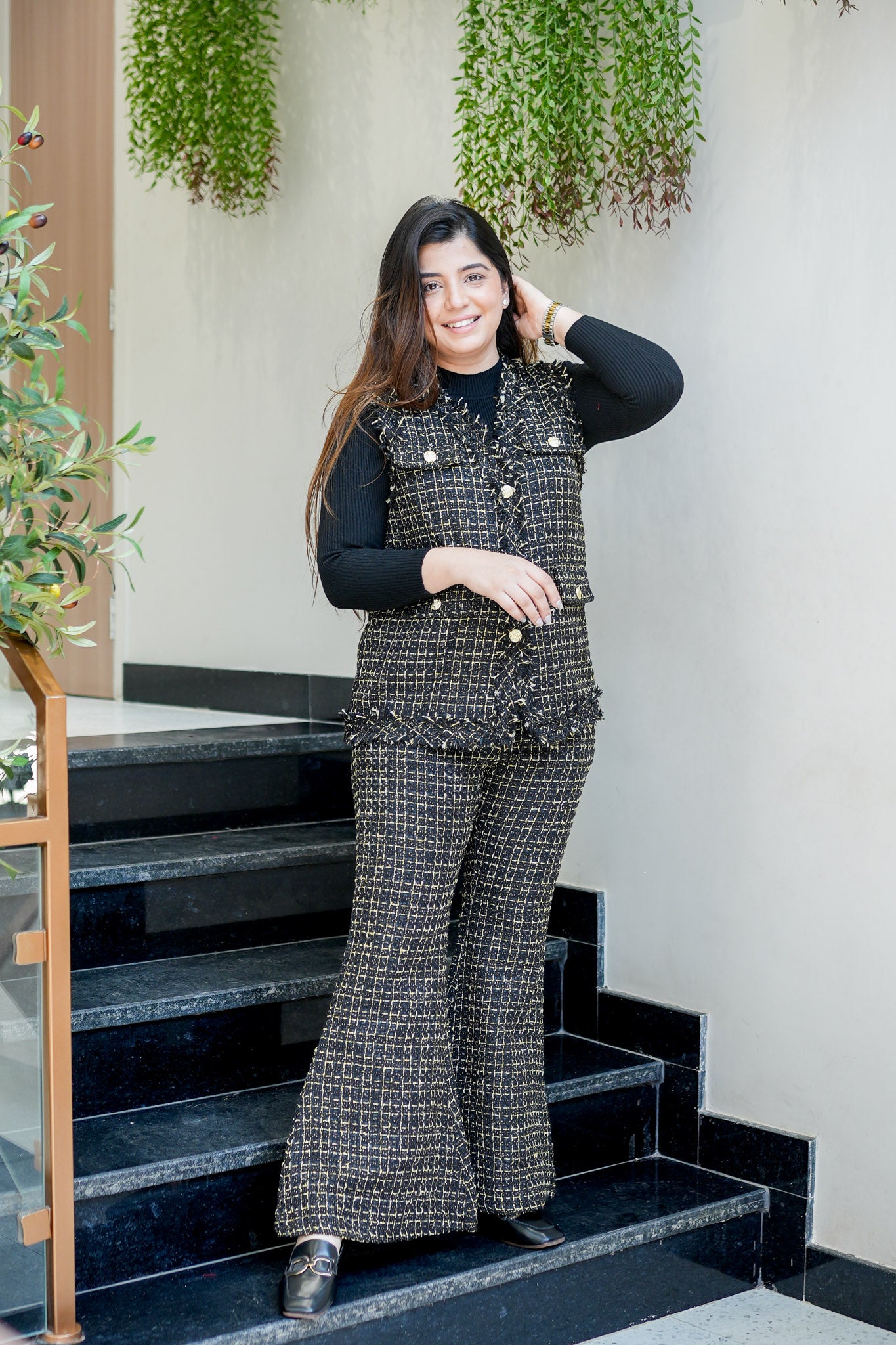 Liza Button Embellished Co ord with Top