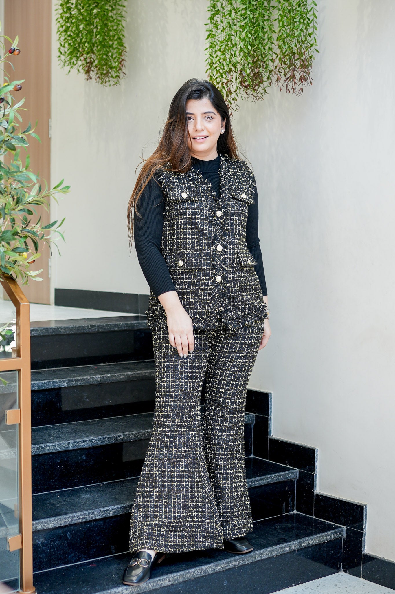 Liza Button Embellished Co ord with Top