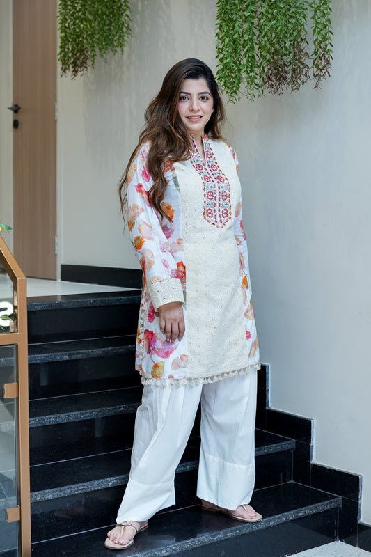 Ifa Floral Schiffli Detailing Co ord Set
