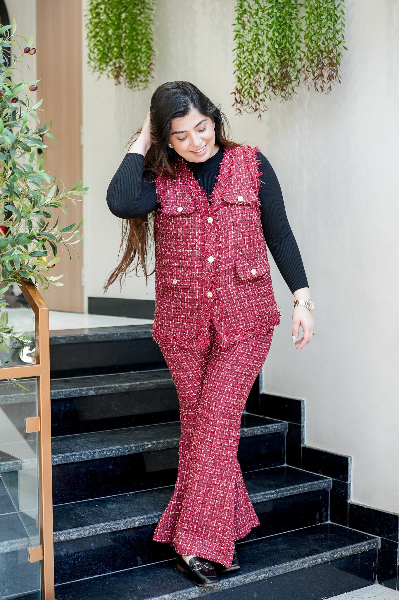 Liza Button Embellished Co ord with Top