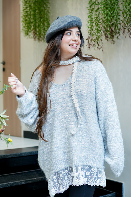 Cove Woollen Lace Detailing Sweater