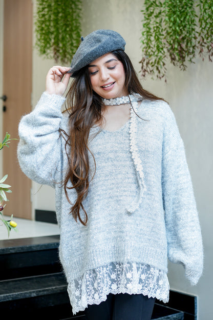 Cove Woollen Lace Detailing Sweater