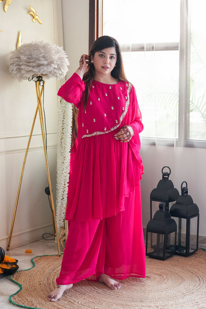 Farhad Hot pink  Embroidered Cord Set