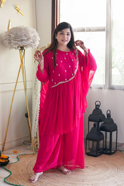 Farhad Hot pink  Embroidered Cord Set