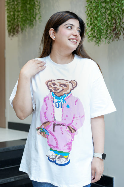 Ell White Embellished Tshirt