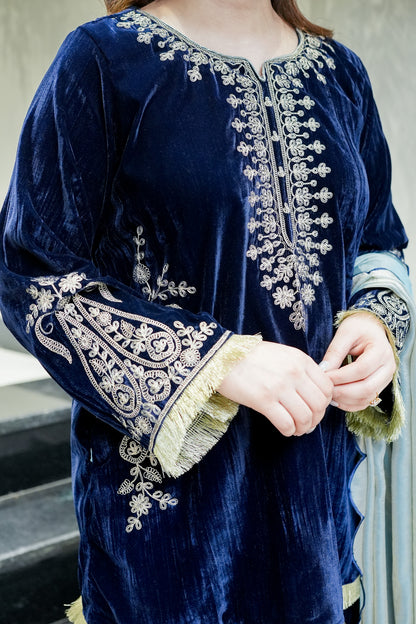 Jiya Embroidered Velvet Suit Set