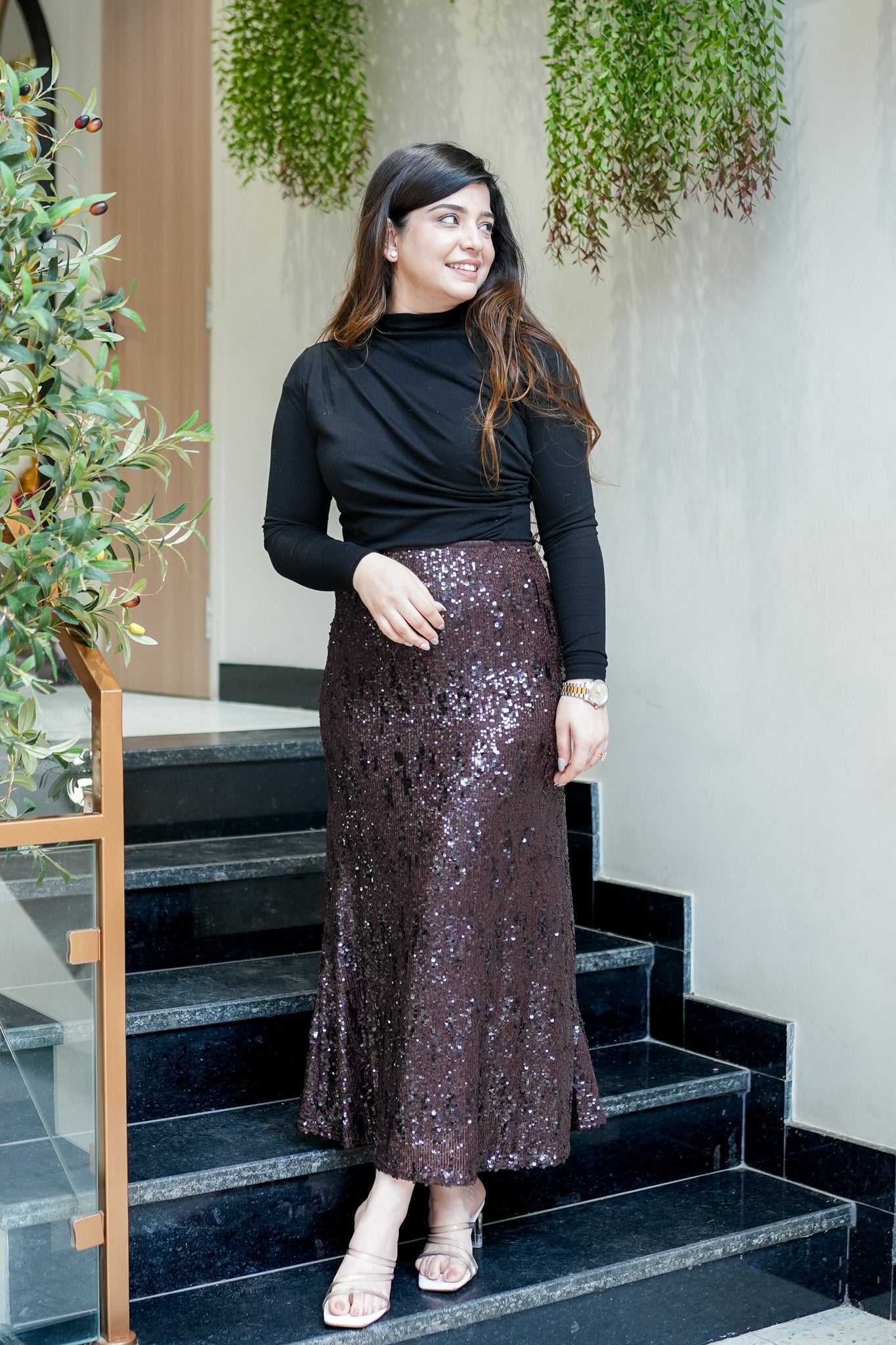 Evania Long Blingy Skirt