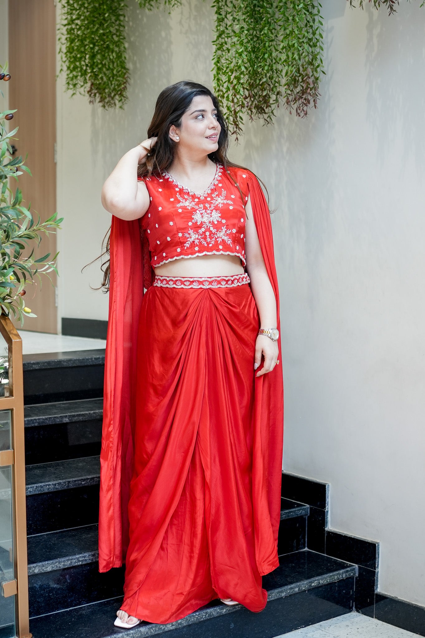 Devina Embroidered Cape Set