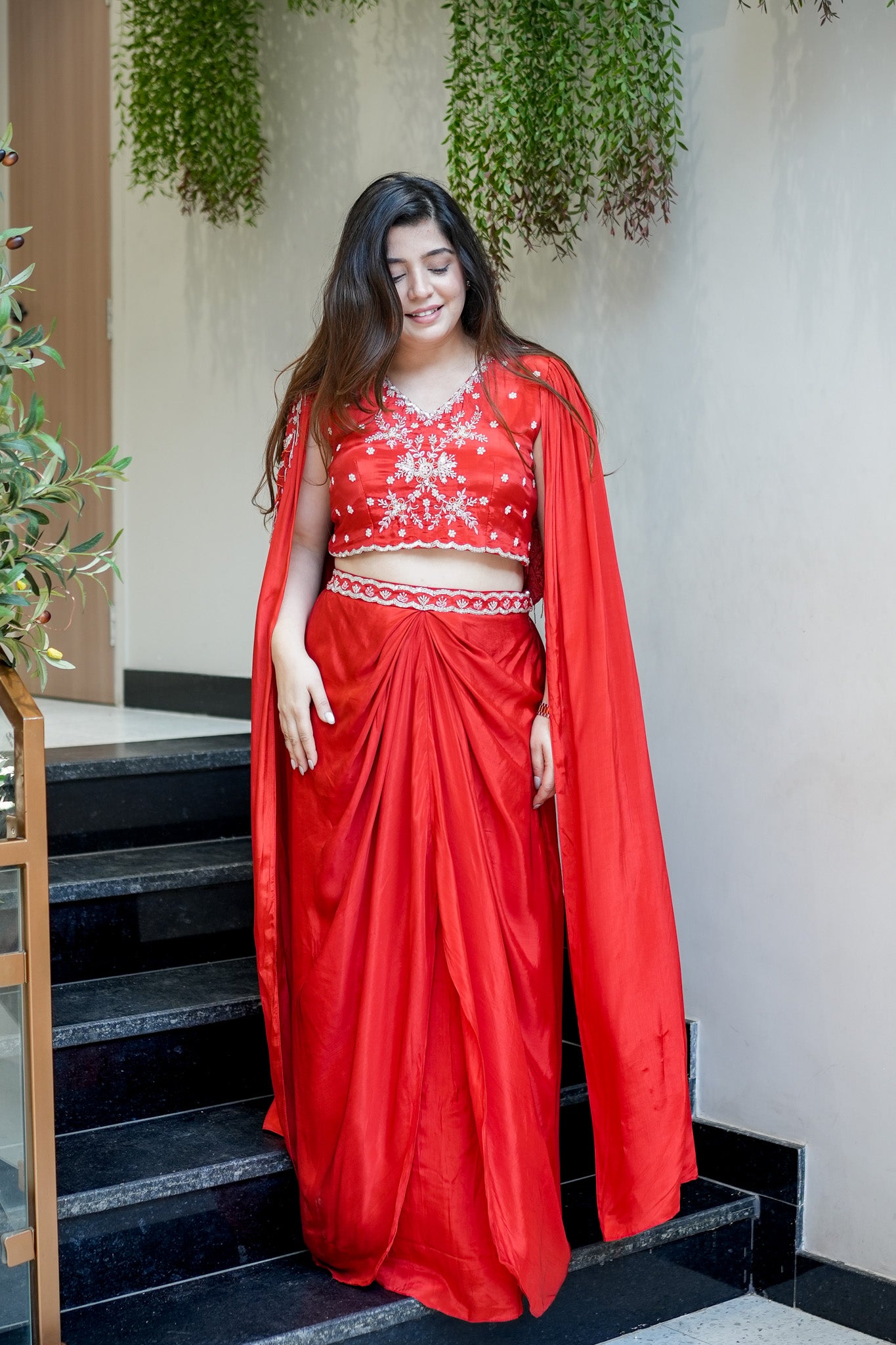 Devina Embroidered Cape Set