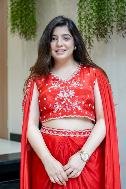 Devina Embroidered Cape Set