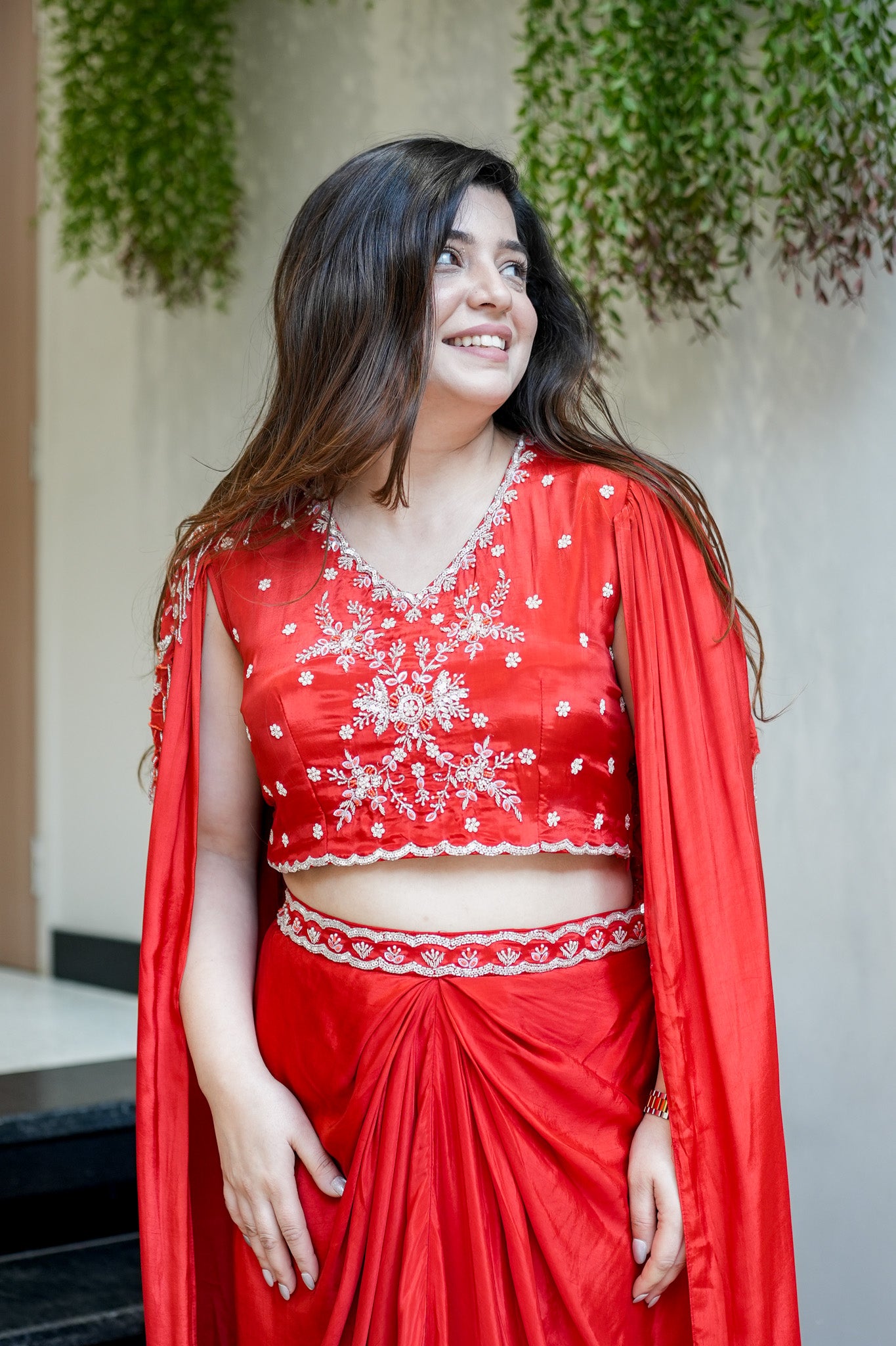 Devina Embroidered Cape Set