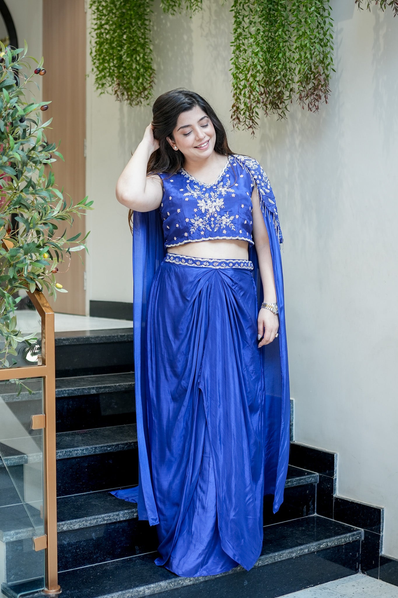 Devina Embroidered Cape Set