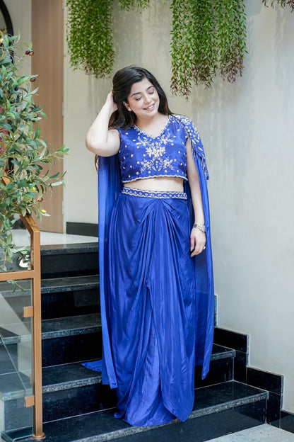 Devina Embroidered Cape Set