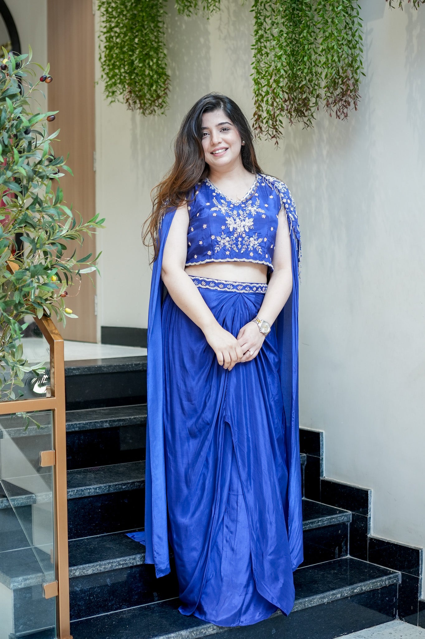 Devina Embroidered Cape Set