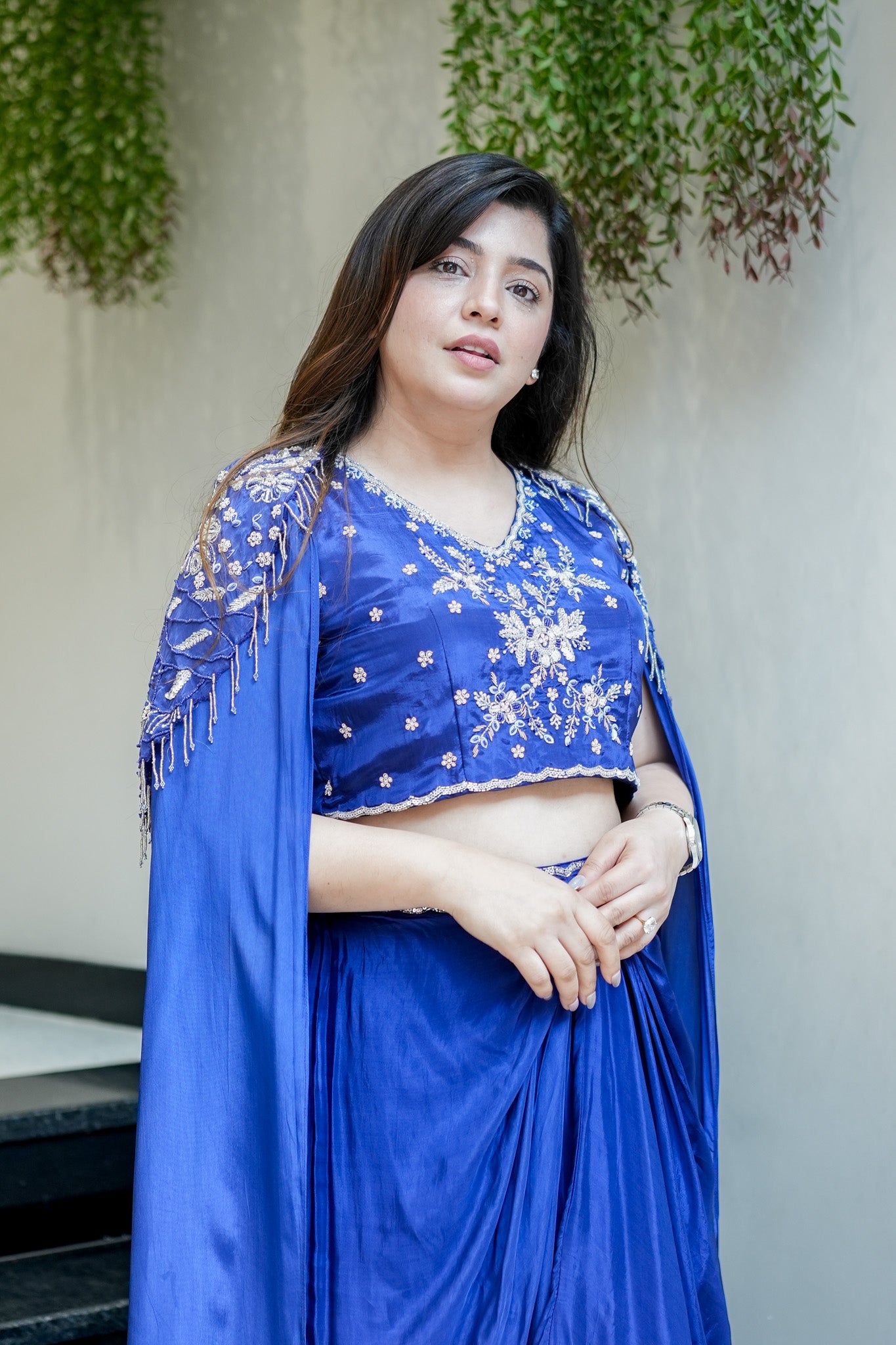 Devina Embroidered Cape Set