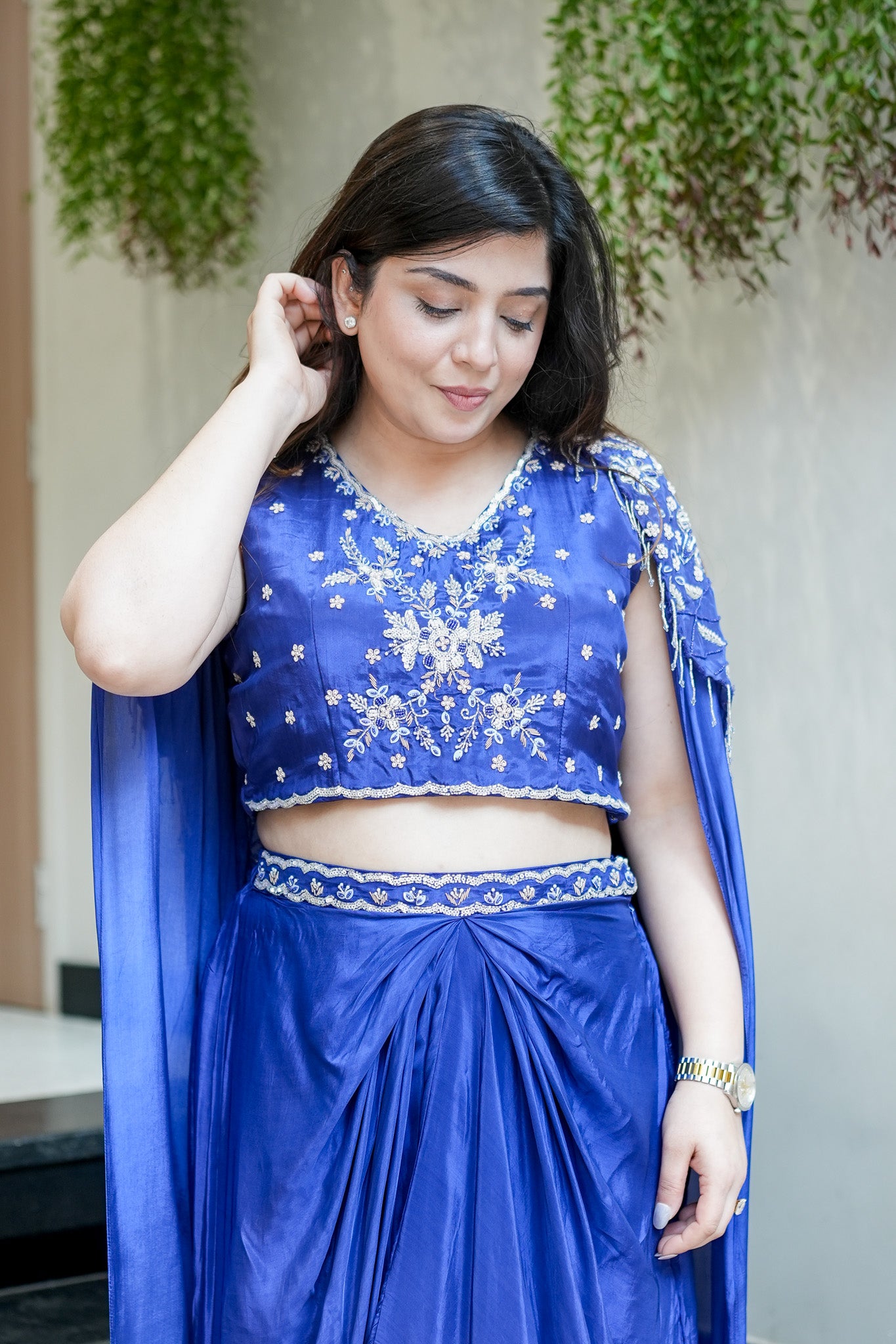 Devina Embroidered Cape Set