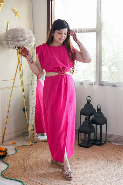 Pink Front Slit Dress