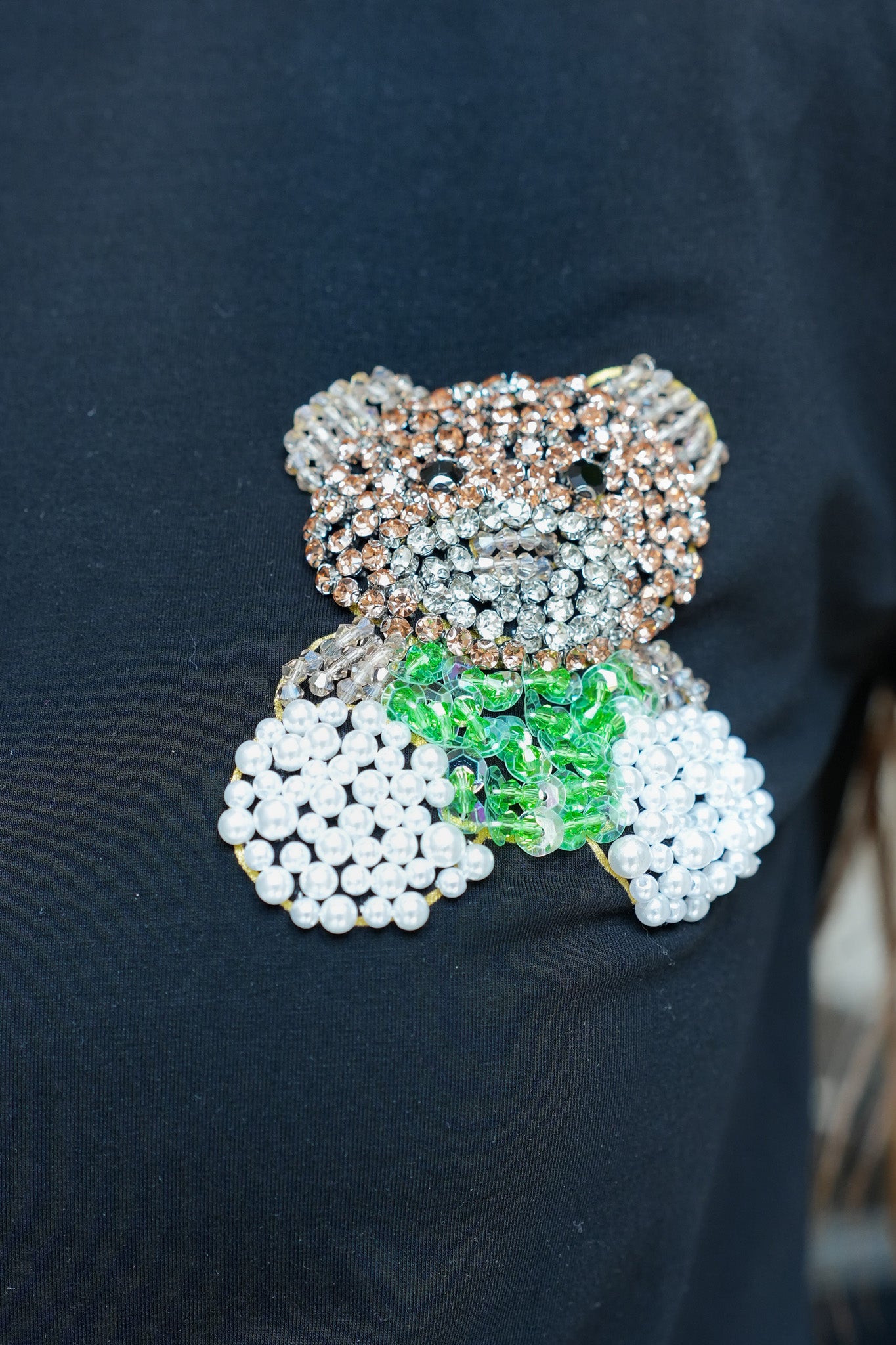 Rianna Black Teddy Embellished Tshirt