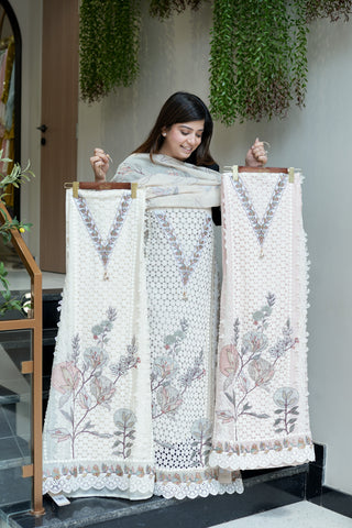 Finah Cotton Schiffli Unstitched Suit