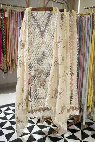 Finah Cotton Schiffli Unstitched Suit