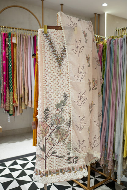 Finah Cotton Schiffli Unstitched Suit