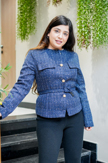 Scout Button Embellished Tweed Coat