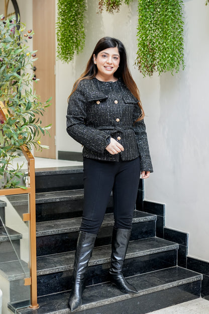 Scout Button Embellished Tweed Coat