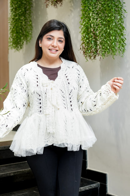 Sable Woollen Sweater with Bow Detailing