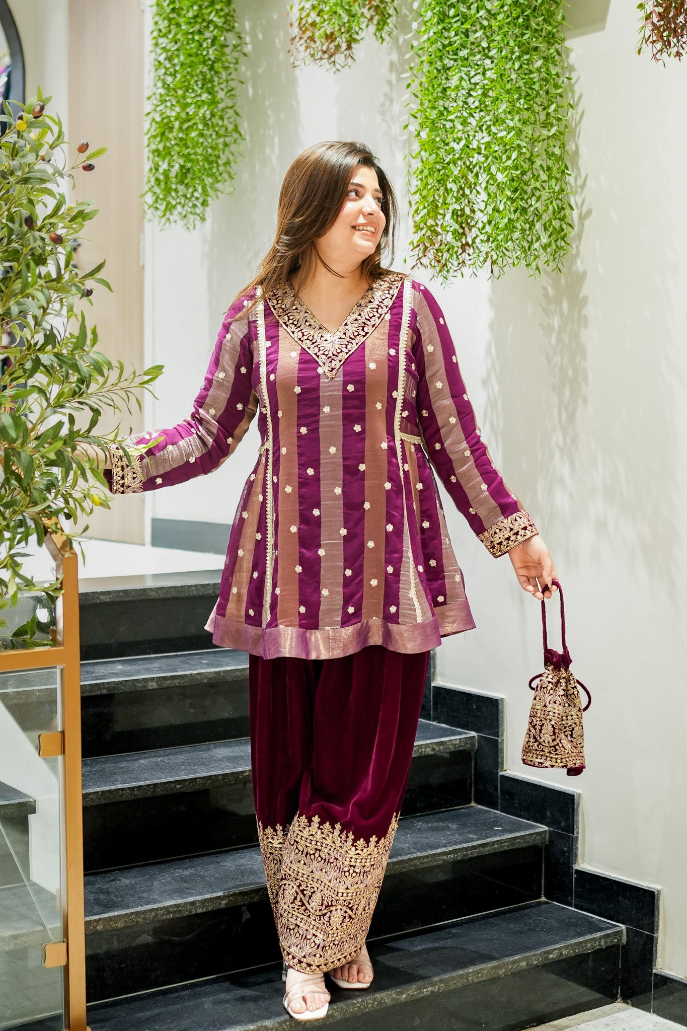 Rabab Embroidered Short Anarkali Co ord Set