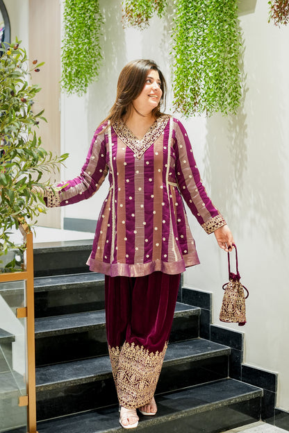 Rabab Embroidered Short Anarkali Co ord Set