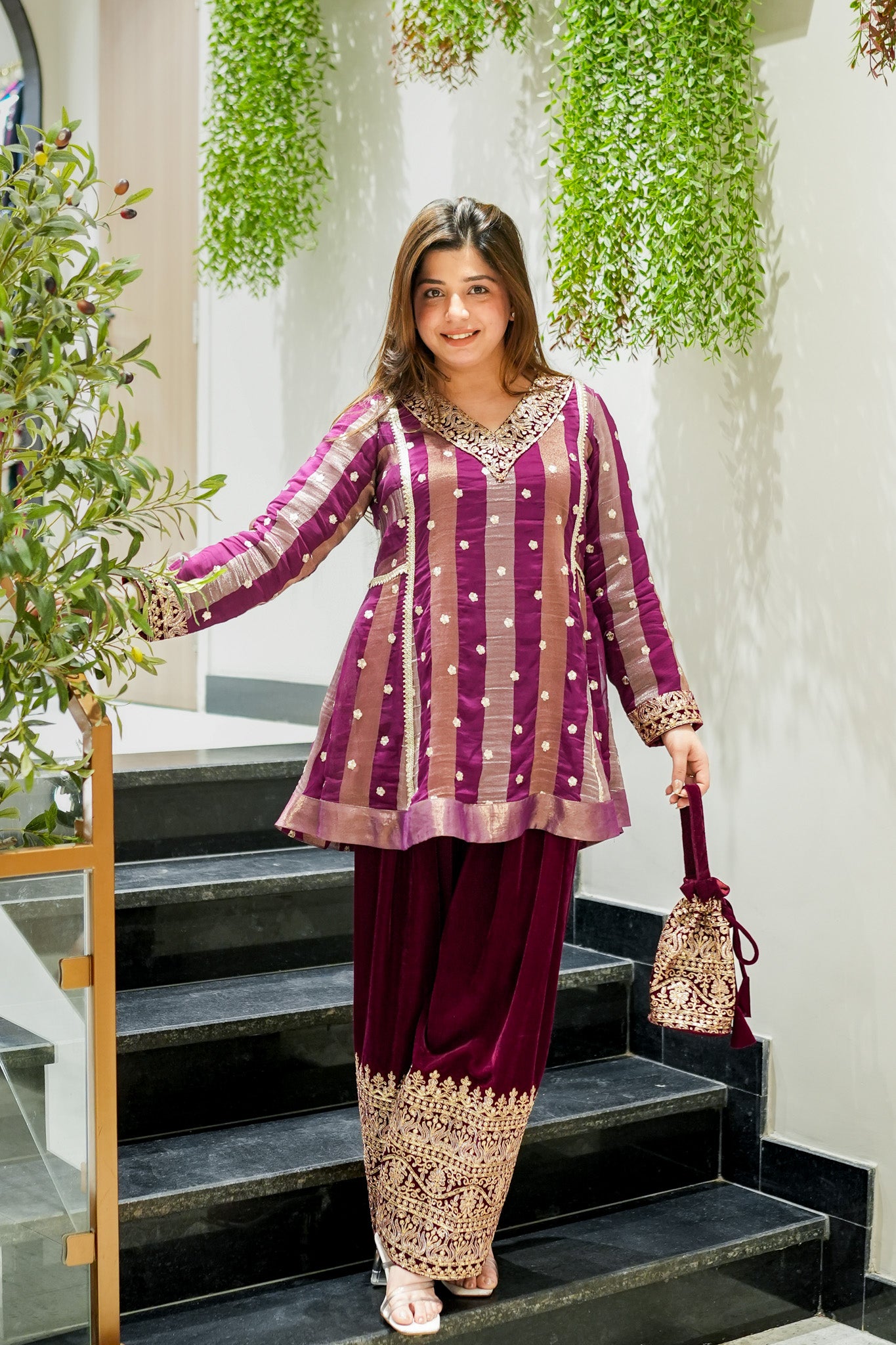 Rabab Embroidered Short Anarkali Co ord Set