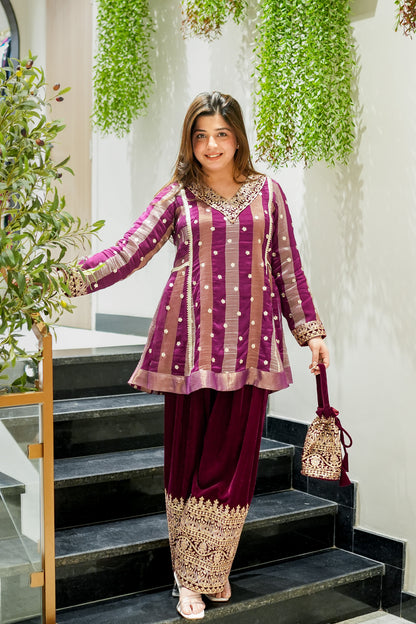 Rabab Embroidered Short Anarkali Co ord Set