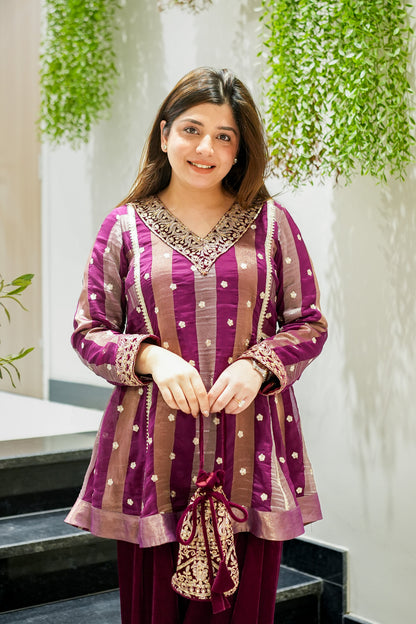 Rabab Embroidered Short Anarkali Co ord Set