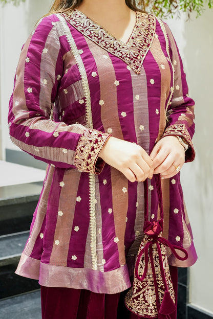 Rabab Embroidered Short Anarkali Co ord Set