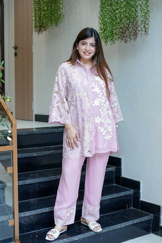 Hasrat Schiffli Embroidery Cord Set