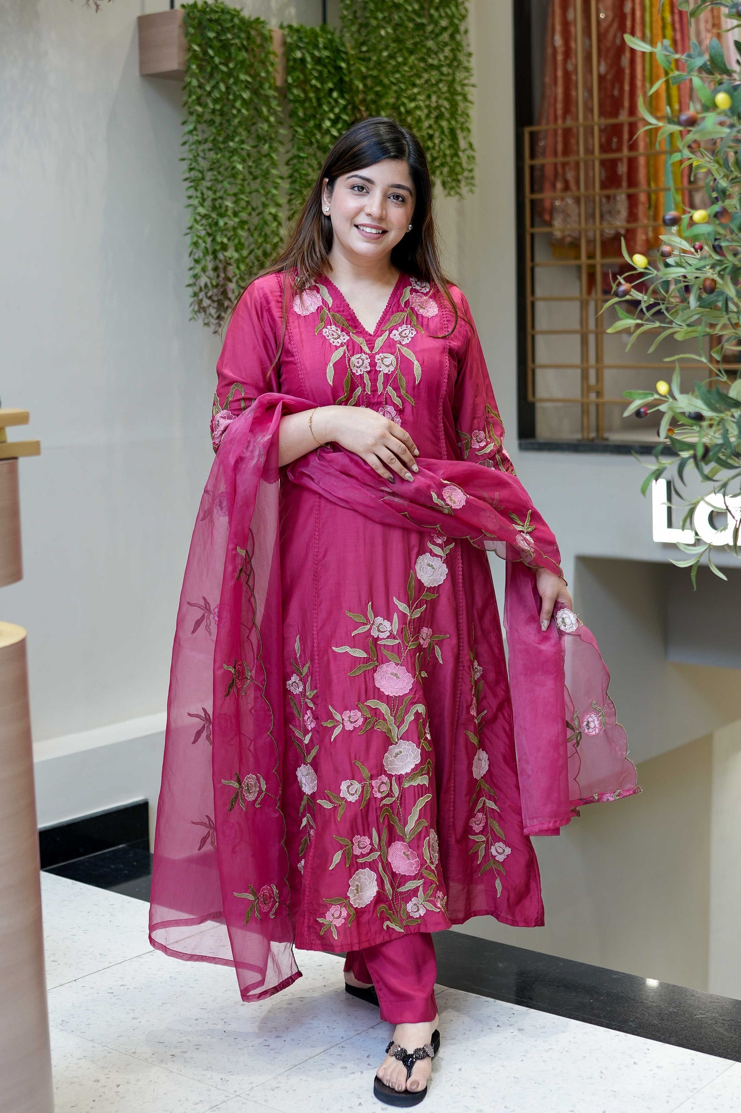 Shreen Floral Detailing Anarkali Set