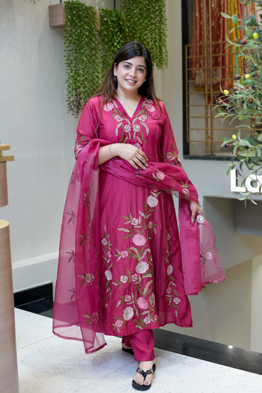 Shreen Floral Detailing Anarkali Set