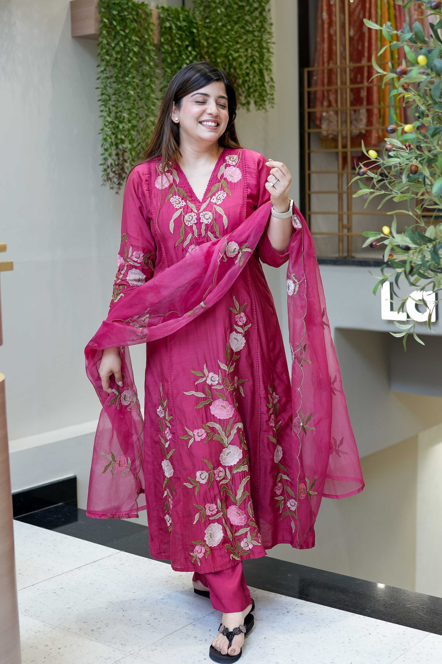 Shreen Floral Detailing Anarkali Set