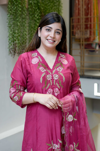 Shreen Floral Detailing Anarkali Set