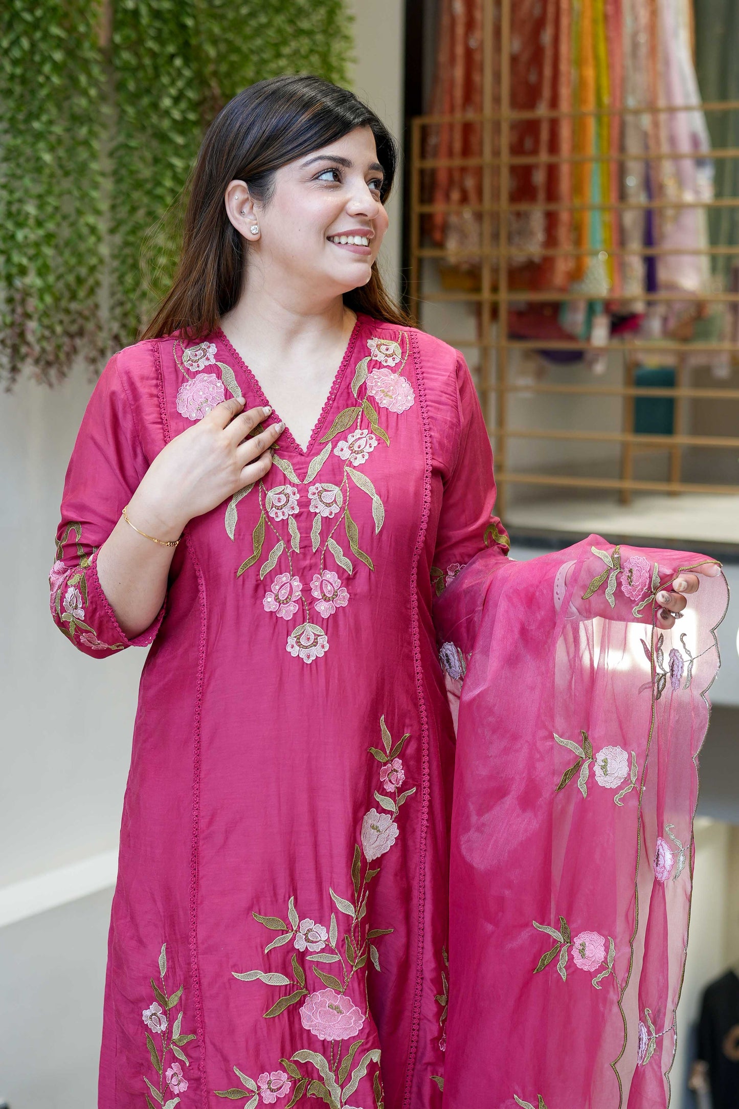 Shreen Floral Detailing Anarkali Set