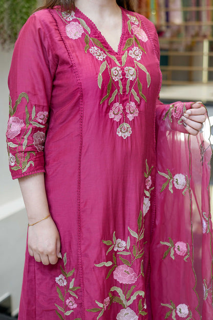 Shreen Floral Detailing Anarkali Set