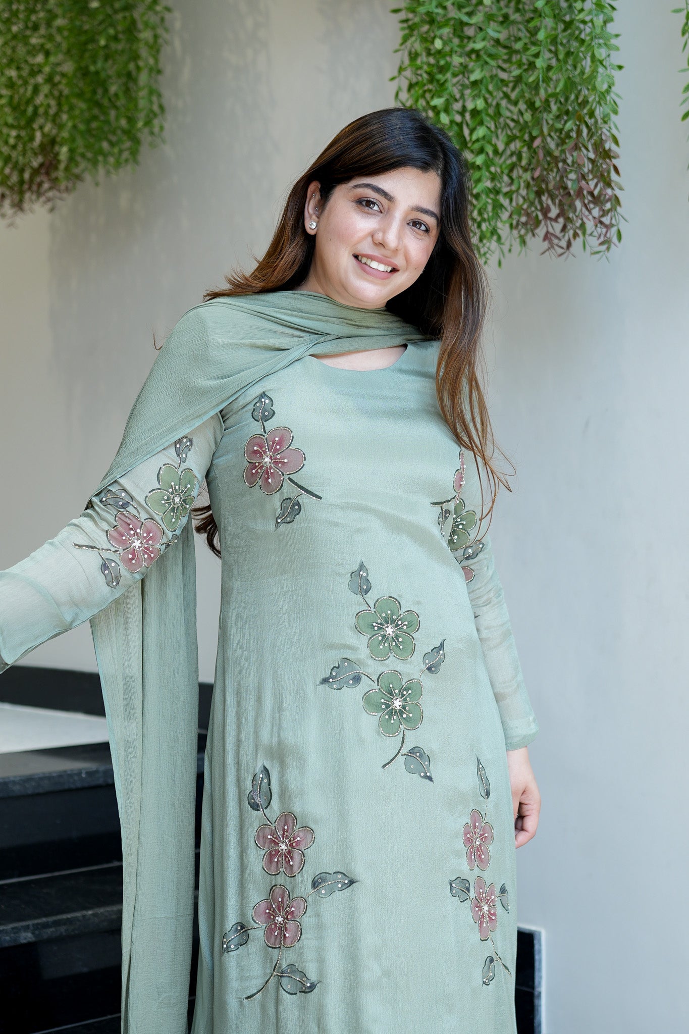 Safina Floral Detailing Anarkali Suit Set